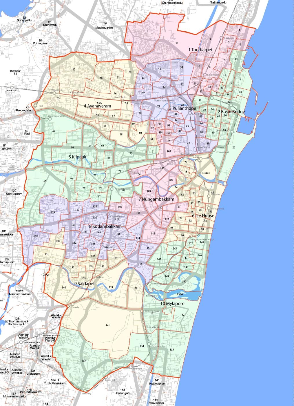 groter Chennai corporation kaart