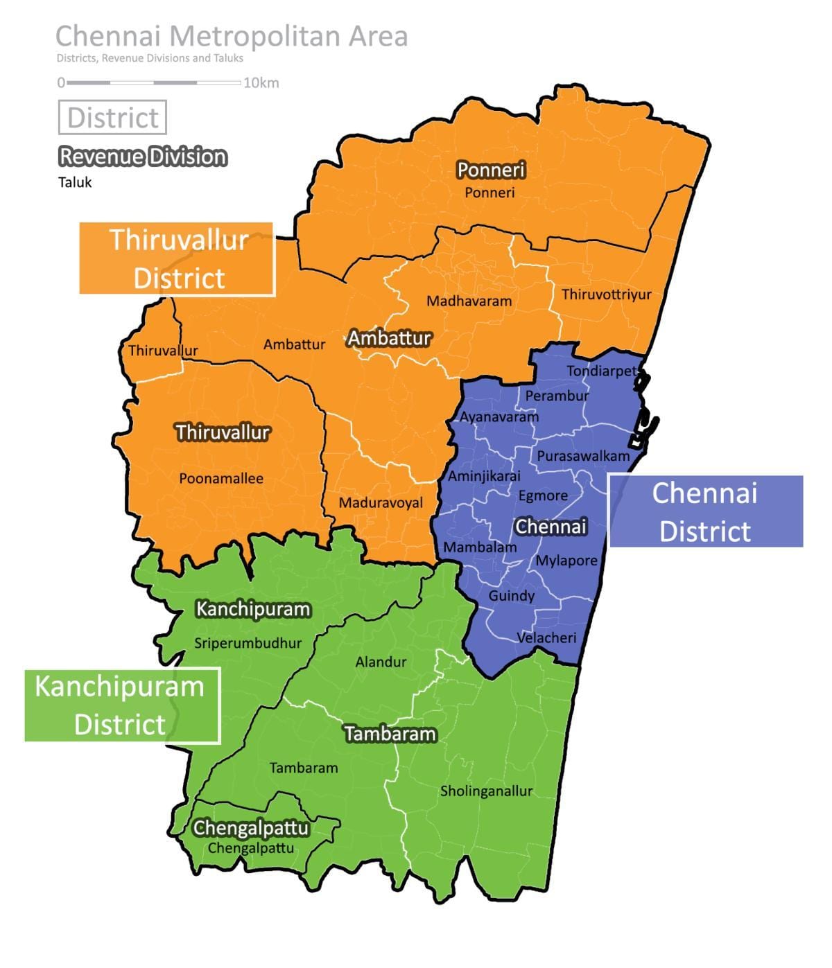kaart van Chennai distrik