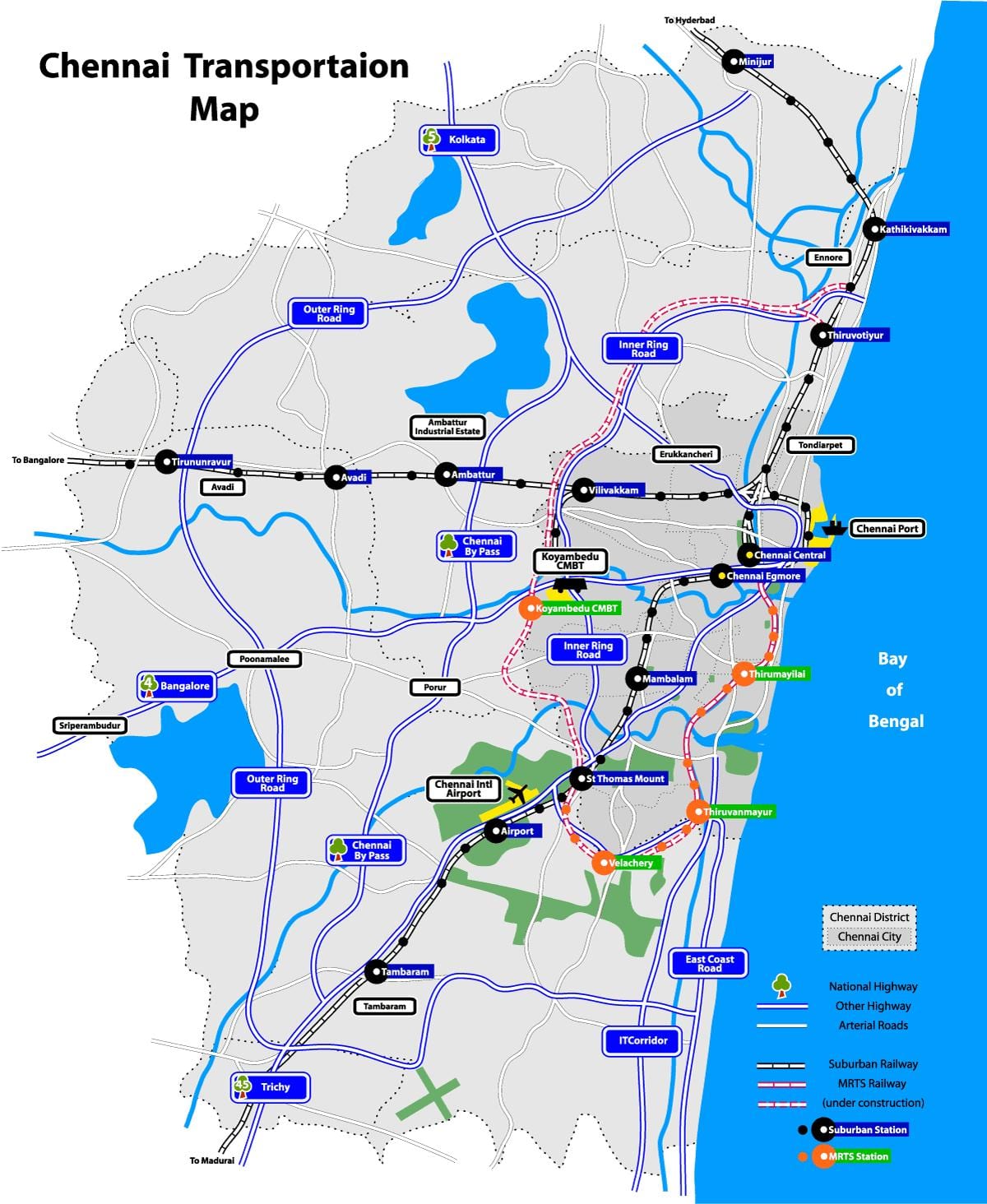 kaart van Chennai mere