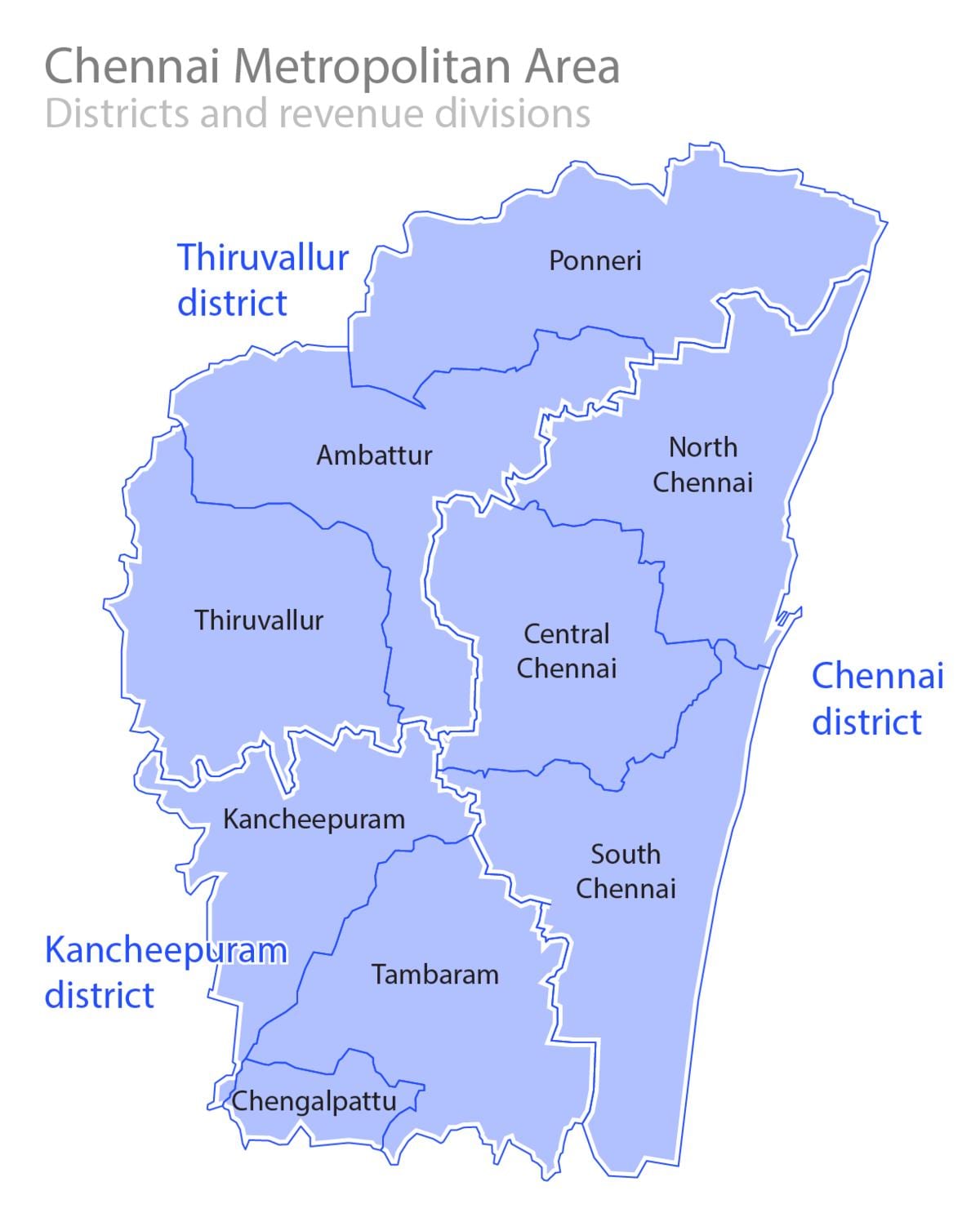 Chennai beperk kaart