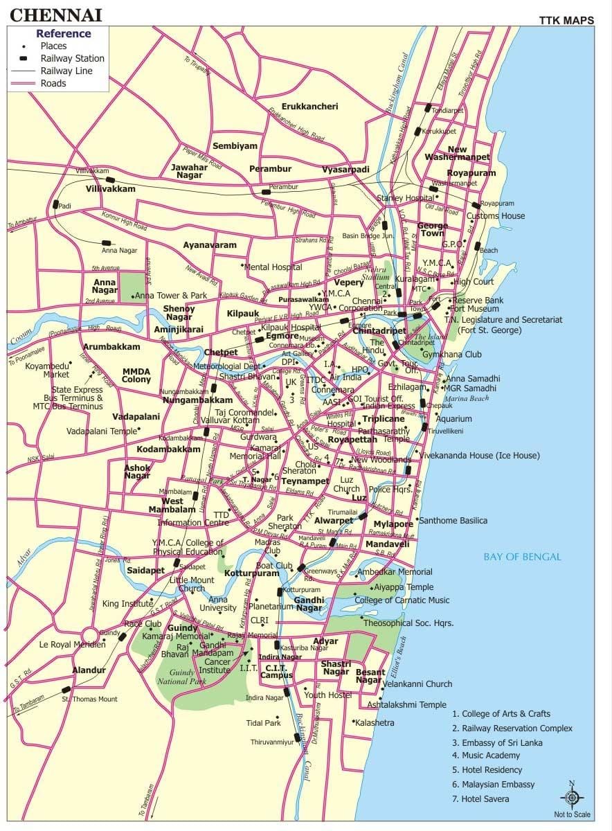 padkaart van Chennai