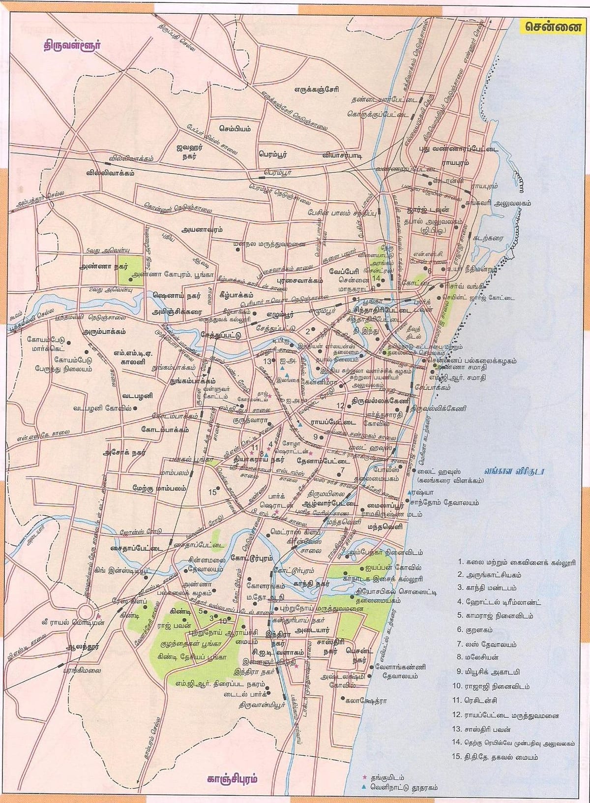 roete kaart van Chennai