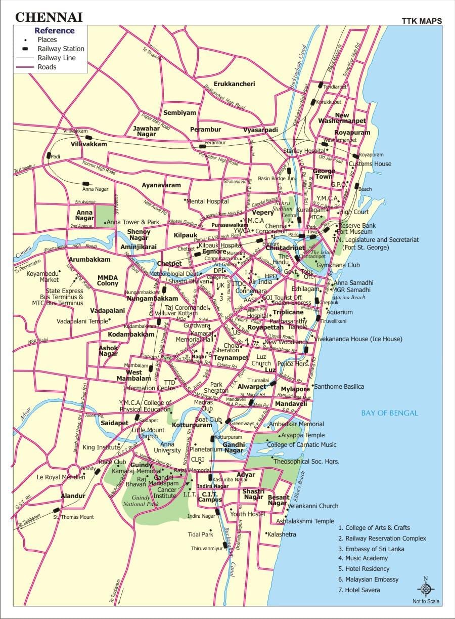 Chennai stad kaart met strate
