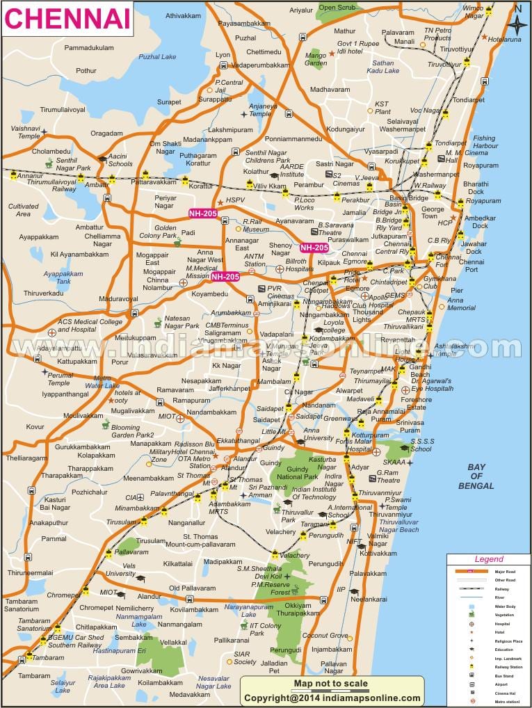 Chennai stad vol kaart