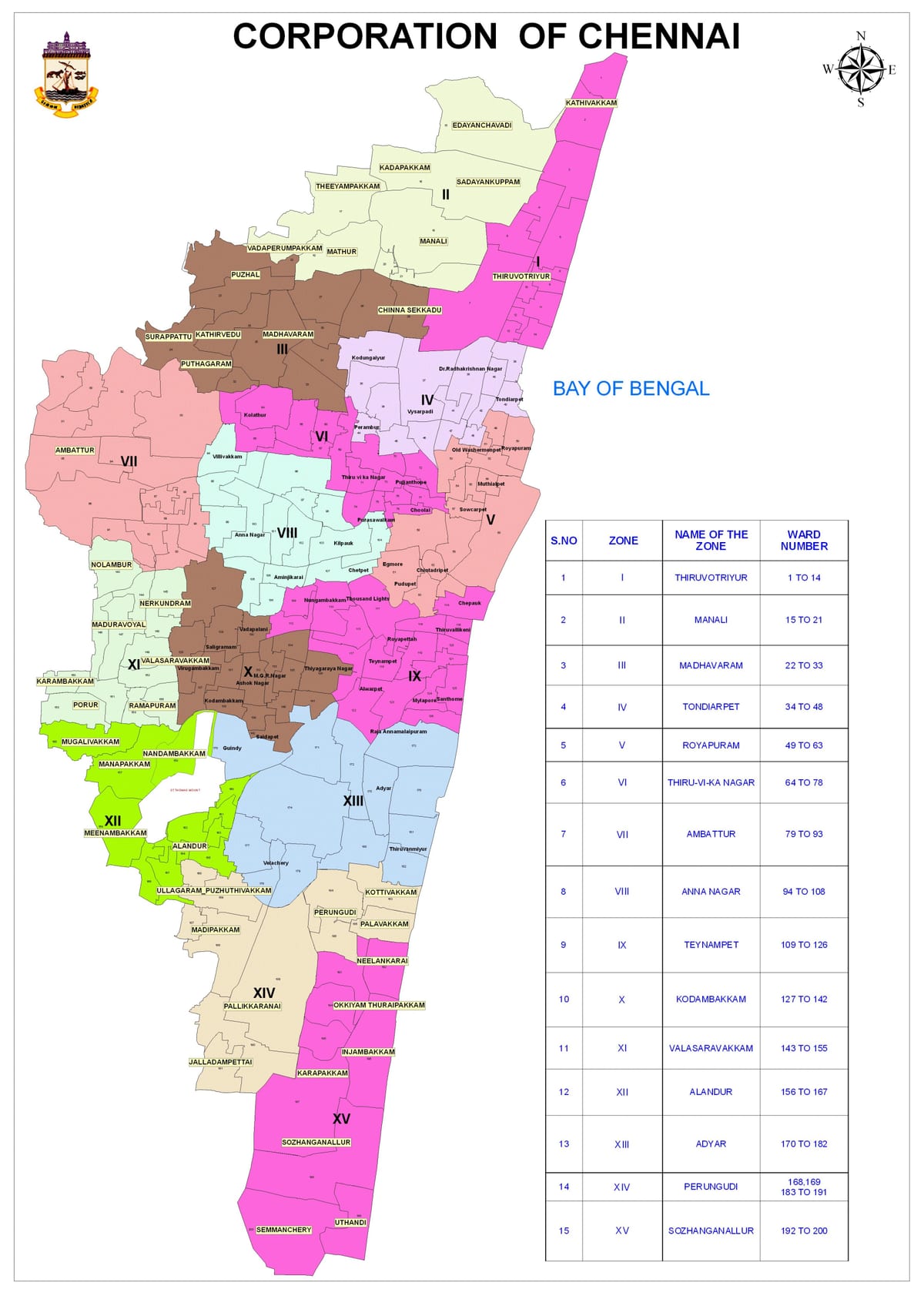 Chennai corporation wyk kaart